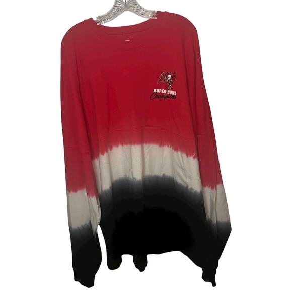 Tampa Bay Buccaneers Super Bowl Champions Dip Dye Long Sleeve Spirit Jersey 2XL - Picture 2 of 11